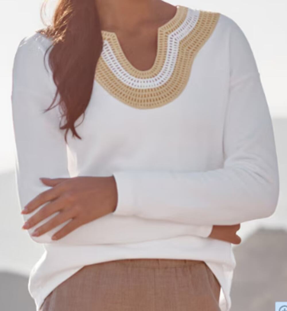 Pure Jill J. Jill Sweater Trim White Sweatshirt sz 2X